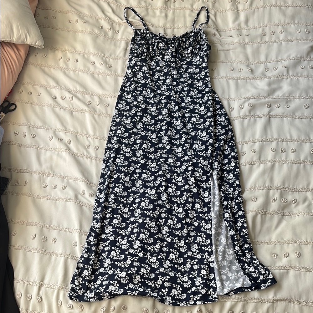 Hollister Blue Smocked Midi Sundress